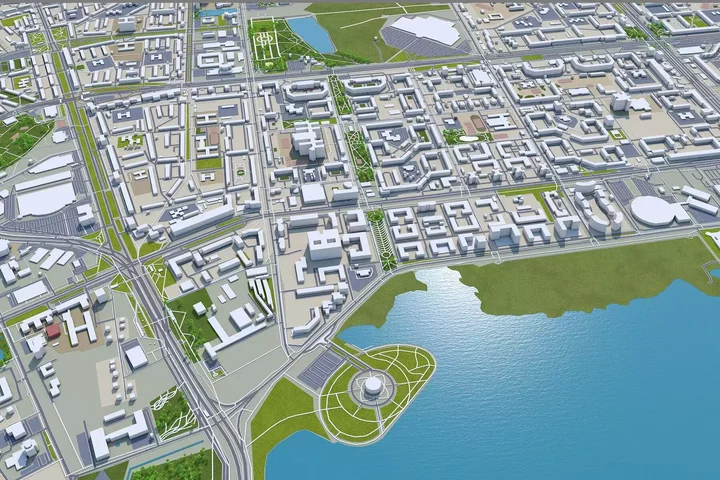 Город Казань 3д модель 70кмм | Kazan city Russia 3d model 70km