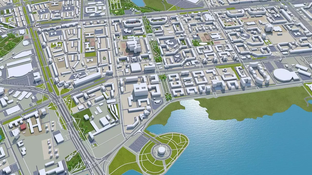 Город Казань 3д модель 70кмм | Kazan city Russia 3d model 70km